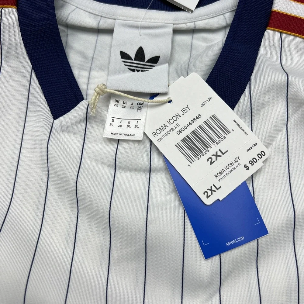 Mens Size 2XL XXL - Adidas AS Roma Terrace Icon White Soccer Jersey JM2128